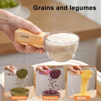 Graduated Spoon with Insect-Proof Storage Box Removable Handle Transparent Measuring Spoon 40ml-160ml Food-Grade Kitchen Tool for Rice Noodles