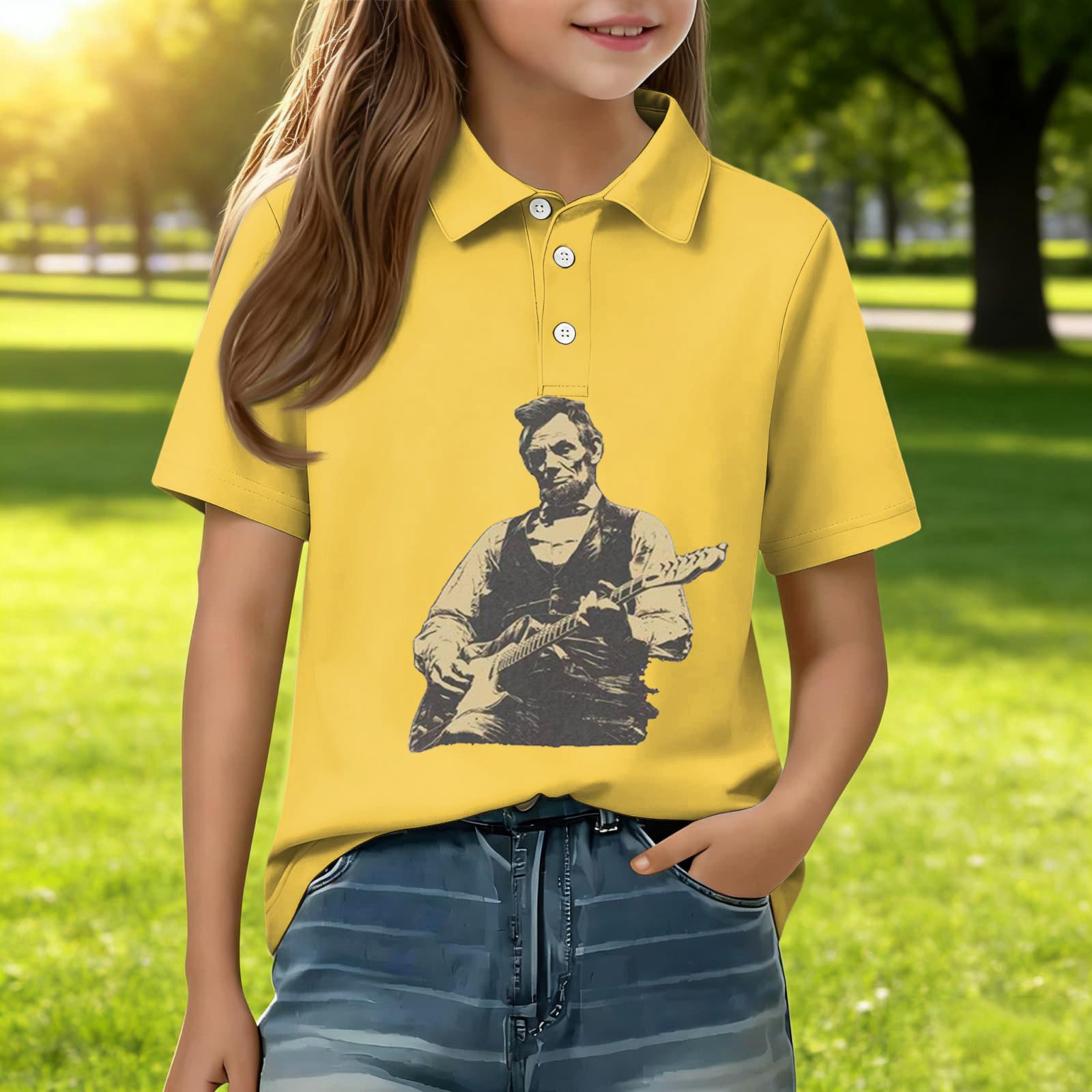 

Children s Daily Casual Short-sleeved Print Tops T-shirts Shirts 160 жовтий