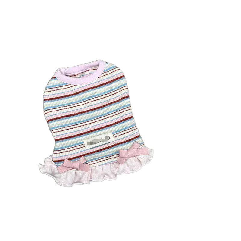 Striped Pet Dress Summer Spring Autumn Clothes Anti Hair Loss Outfit for Cats Teddy Bichon Yorkshire Small Dogs