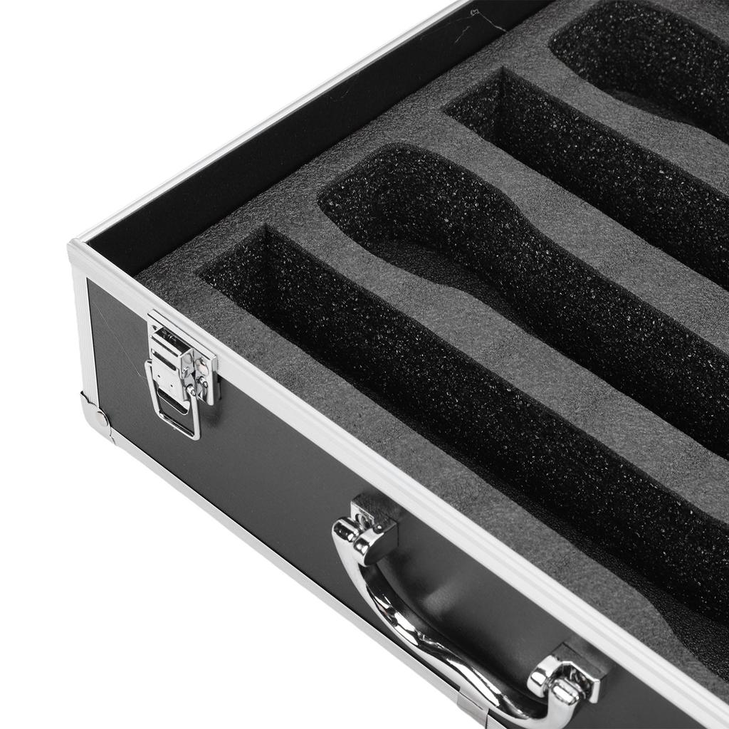Wireless Microphone Case Aluminum Alloy Hard Mic Foam Carrying Case Holds 4 Mics Receivers Transmitters Wireless Mic Case
