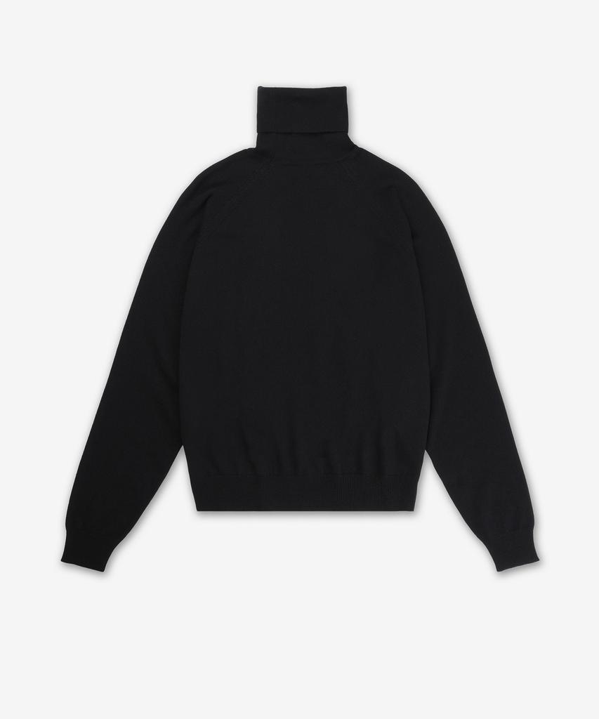SAINT LAURENT Cashmere Cassandre Embroidered Logo High-Neck Knit - Black / 820746Yall21000