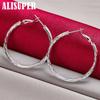 925 Sterling Silver Wave 40mm Hoop Earring Jewelry