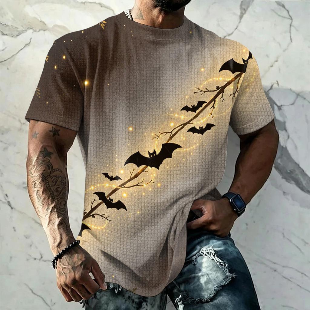 Men's Halloween Vintage Short Sleeve T Shirt Loose Breathable Summer Sports Streetwear Casual Everyday Top Lightweight Comfortable Fit