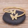 Hot Sale European American New Exaggerated Fashion Butterfly Copper Cubic Zirconia Gold Plated Adjustable Open Bangles Gift
