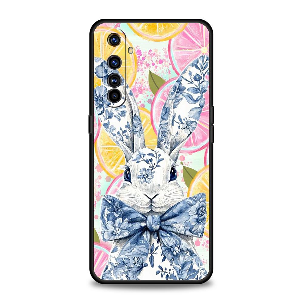Soft TPU For Realme 11 10 9 Pro Plus GT2 GT3 GT5 C21 C25 C35 C53 C55 C67 Pro 5G Phone Case Ink And Wash Painting Rabbit Art Bags