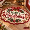 Non-Slip Reindeer Print Rug Imitation Cashmere Entryway Mat Christmas Irregular Rug  Christmas