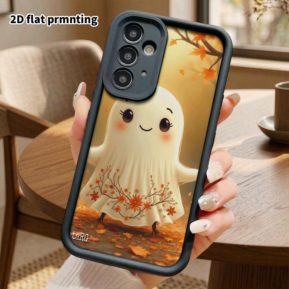 Phone Case: 2D Flat Samsung Galaxy A34 A35 M05 M06 S20 S22 S21 FE Plus 5G Layered Protection Case, Little Skirt Ghost, Christmas and Halloween Gift