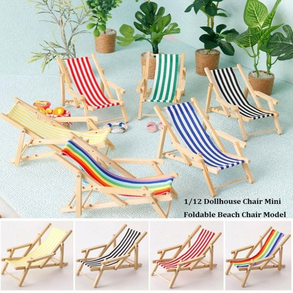 Mini 1/12 Dollhouse Chair Multicolors Summer Vacation Beach Chair  For OB11 Doll