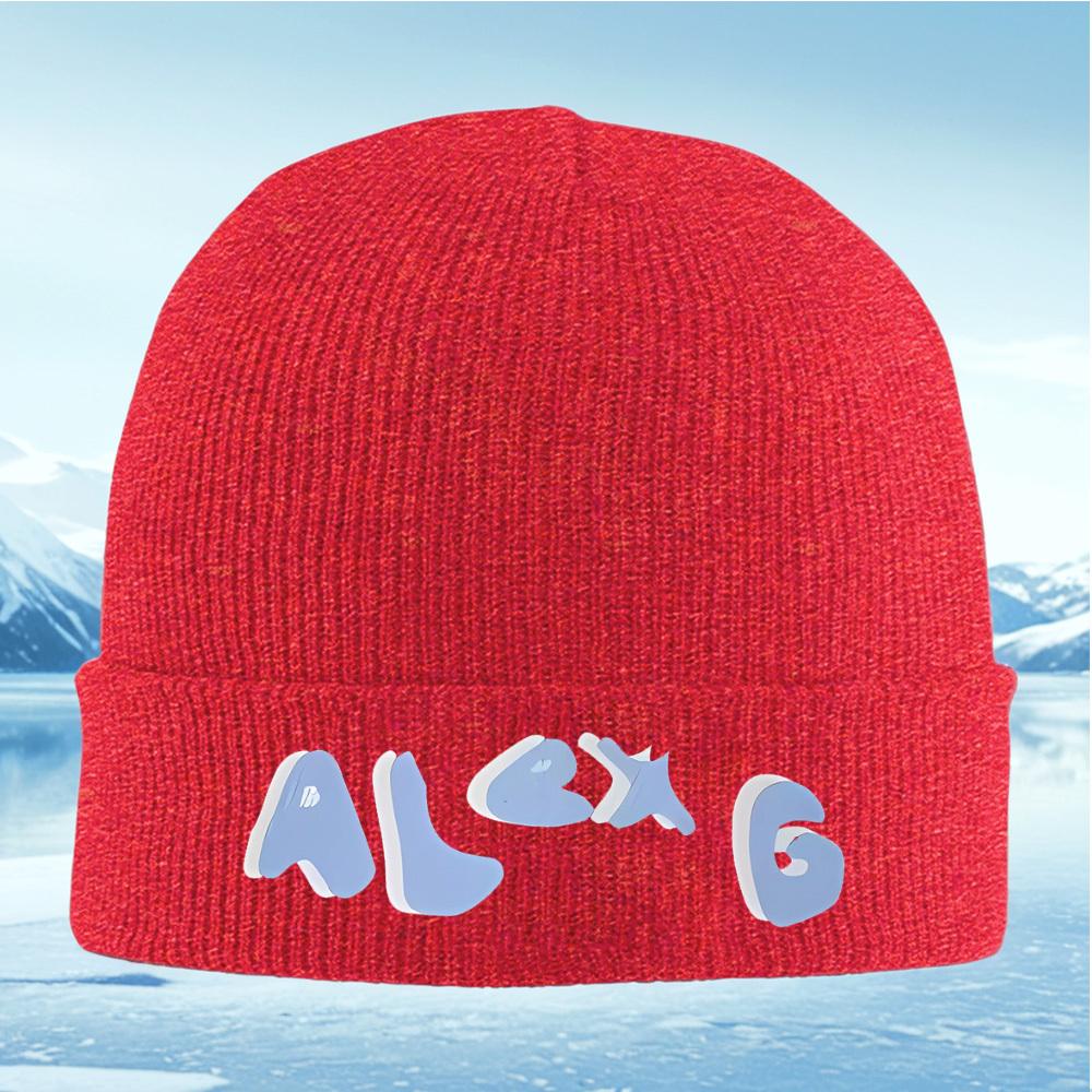 Letters text blue white shadow effect Men Women Unisex Knitted Hat Beanie Pullover Cap Winter Thermal Warm Christmas Outdoor Cyc