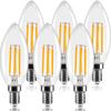 Tengyuan LED Chandelier Bulbs, E14 Base, 40W Equivalent, 2700K Warm White, 4W, LED Edison Bulbs, Filament, Omnidirectional Beam, Clear Candle Bulbs