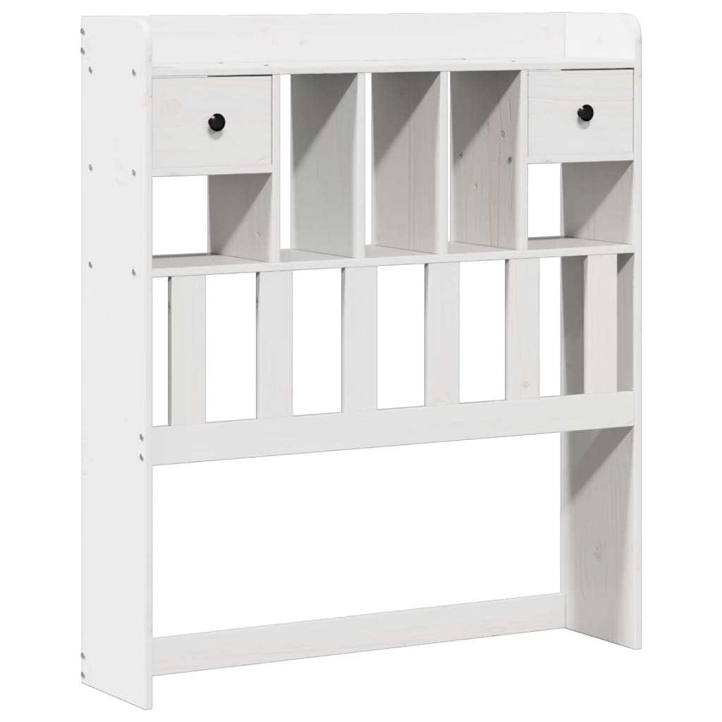 Solid Wood Bed with Shelf Without Mattress White 90x200 Cm Pine