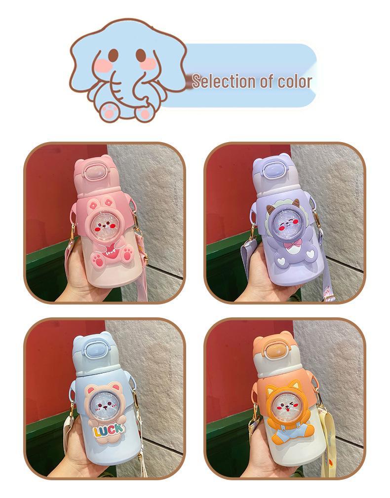 Termoska pre deti celebrít: Fľaša na vodu so slamkou triedy 316 pre študentov a materskú školu, Zábavná darčeková kanvica