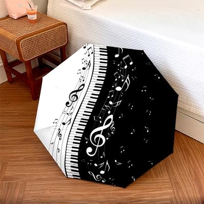 1 PC Automatic Folding Umbrella - Musical Symbols Pattern, Portable & Foldable Design with 8 Ribs, Christmas Birthday Gifts
