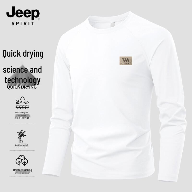 

JEEP SPIRIT Men s 2026 Spring/Autumn Quick Dry 7A Antibacterial Long Sleeve T-Shirt M