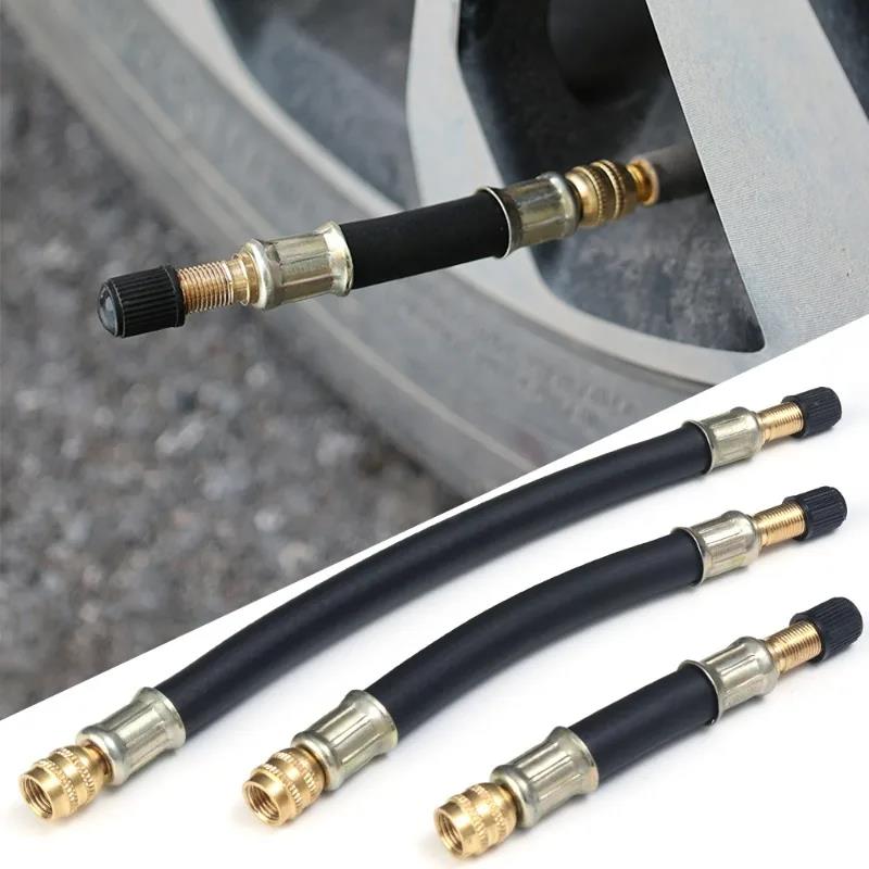 Car Tire Inflator Hose Inflatable Adapter Tyre Air Pump Extension Tube Tire Pump Gauge Hose Connector 100-210mm Tyre Valve Stem Caps1