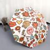 Open/Close Portable Folding Umbrella with Cute Face & Heart Flower Design - Self-Opening/Closing, Compact Travel Umbrella Suit