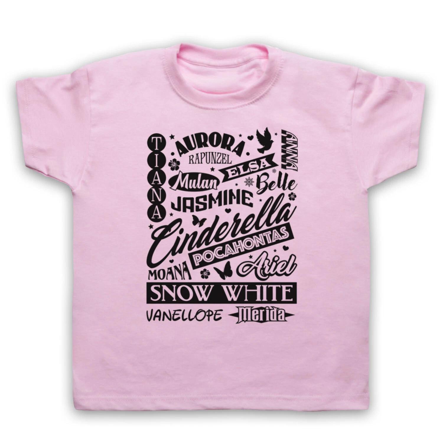 CARTOON PRINCESS NAMES TYPOGRAPHY FILM PRINCESSES KIDS CHILDS T-shirt 100