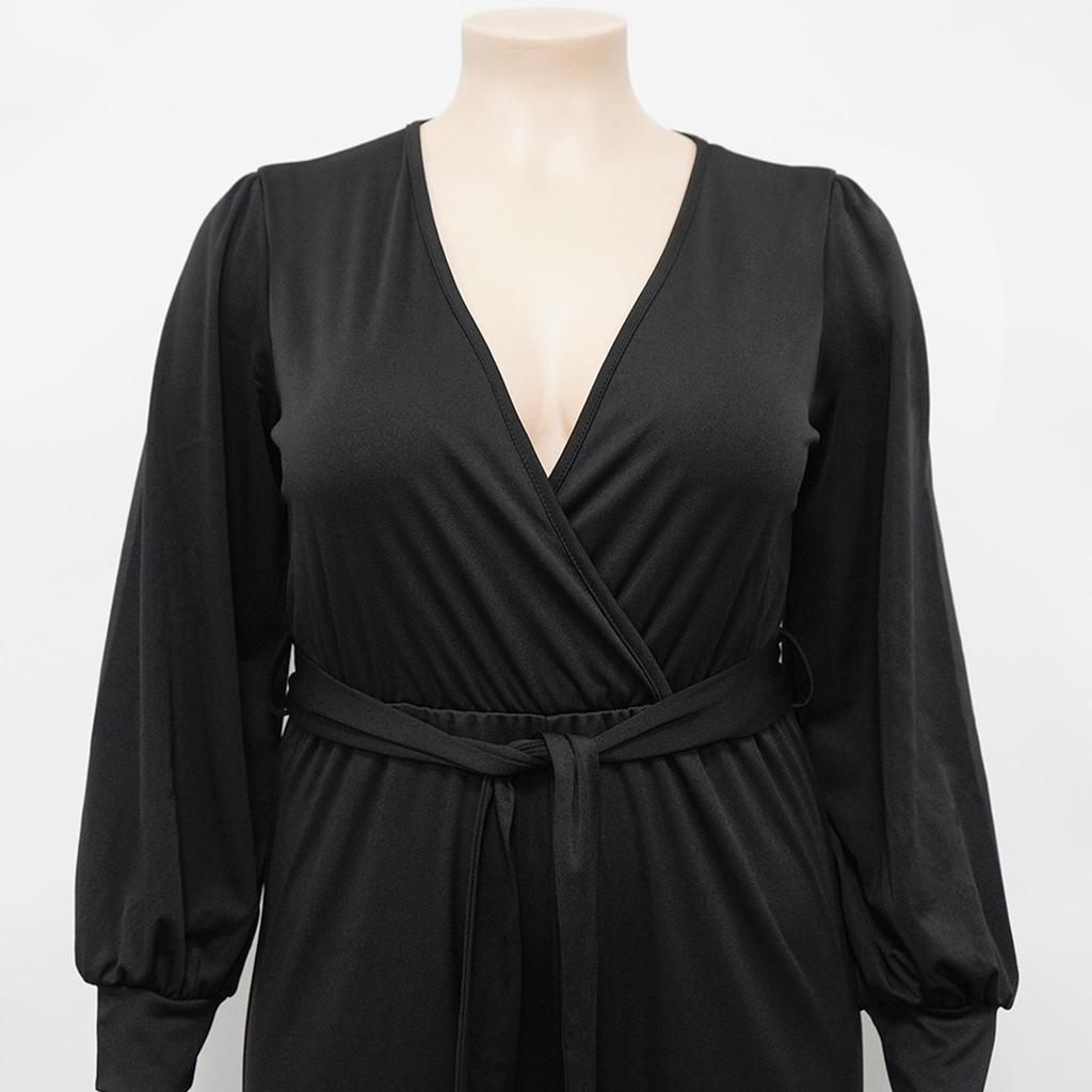 Tuta da Donna Taglie Forti Moda Temperamento Ampia Gamba Dritta Tinta Unita Cintura