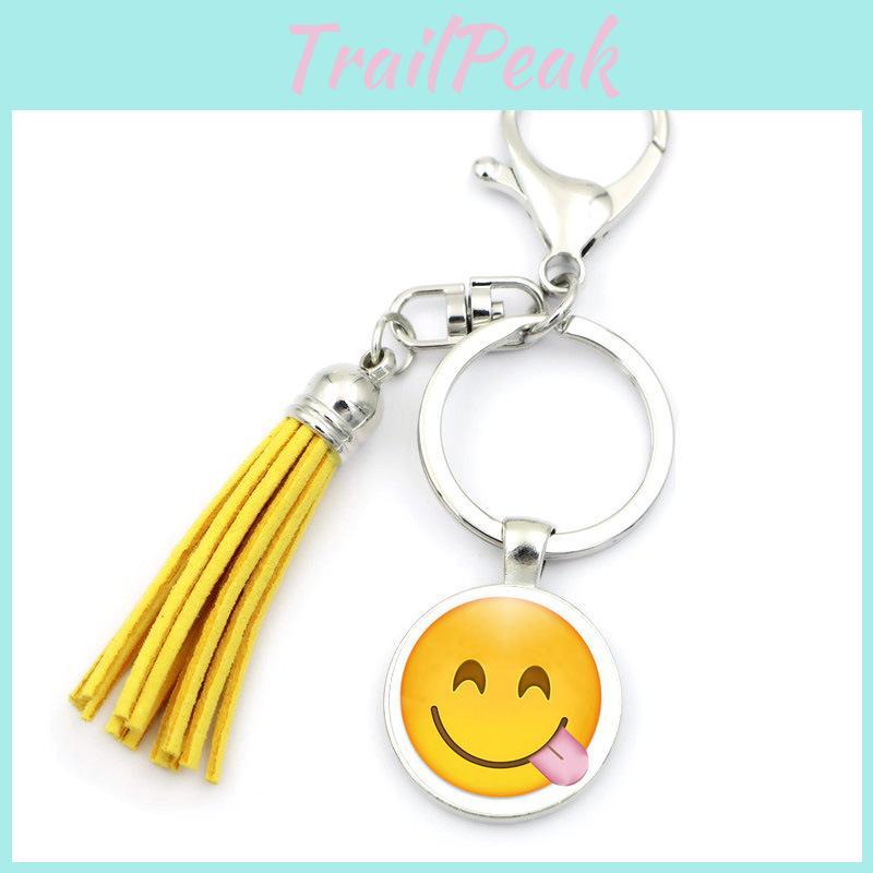 Lively Funny Expression Time Gem Keychain Pendant Modern Simple Personalized Tassel