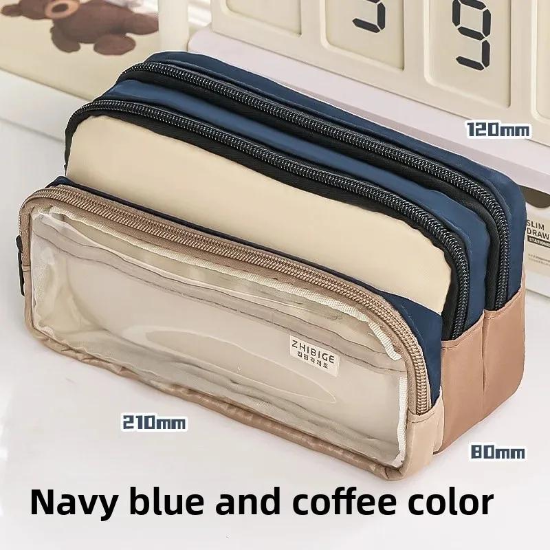 

Large Capacity Double Layer Multi-Functional Pencil Case Student Stationery Bag Canvas Material Chinese and Japanese Style Gift