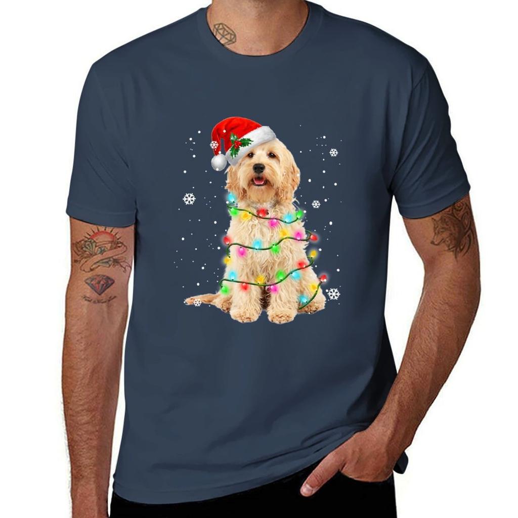 Goldendoodle Dog Tree Christmas Sweater Xmas TShirt Sport Basic Moisture Wicking Tee