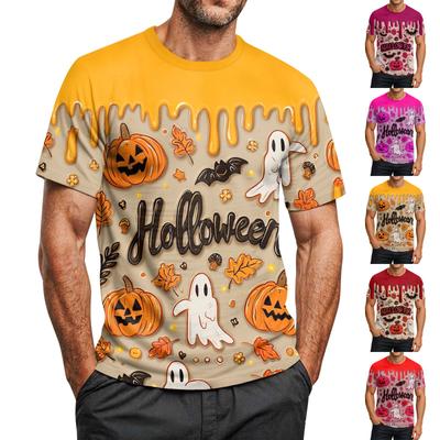 Ανδρική Μπλούζα T-Shirt Αποκριάτικη Με Σχέδια Στρογγυλή Λαιμόκοψη Ραγκλάν Κοντομάνικη