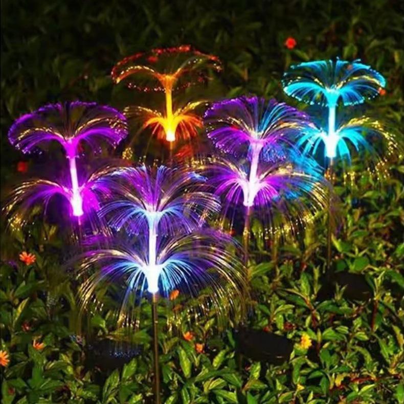 Cross-Border Solar LED Jellyfish Fiber Optic Outdoor Garden Light