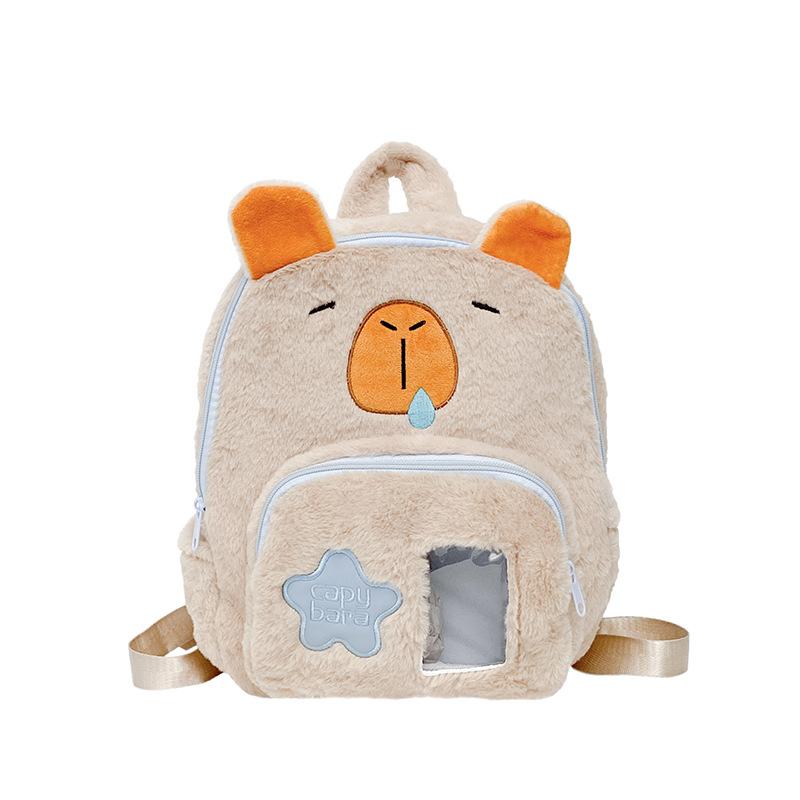 Super cute cartoon cute water guinea pig student backpack hairy kapibara girl heart soft girl storage backpack