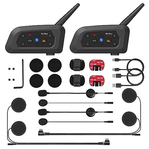 Motorcycle intercom, connects up to 6 people, talks to 2 people at the same time, V6 Plus upgraded intercom, walkie-talkie, Bluetooth 5.1, motorc