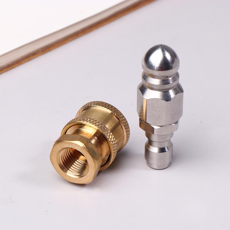 1/4 Inch High-Pressure Water Jetting Hose Nozzle Stainless Steel Sewer Nozzle 5000 Psi Quick Connect Drain Clog Remover