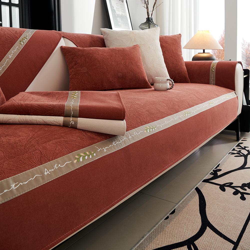 Французский коврик для дивана из синели с жаккардовым противоскользящим утолщенным — фото 8