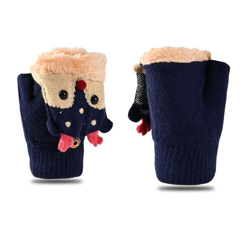 Korean-Style Cute Cartoon Fawn Flip Gloves for Students – Warm, Cold-Proof Gloves for Autumn and Winter Riding & Writing
