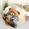 1pc Cute Teddy Bear with Plaid Background Umbrella with Plastic Handle,Compact & Stylish,Cartoon Pattern,Outdoor UmbrellaPT381