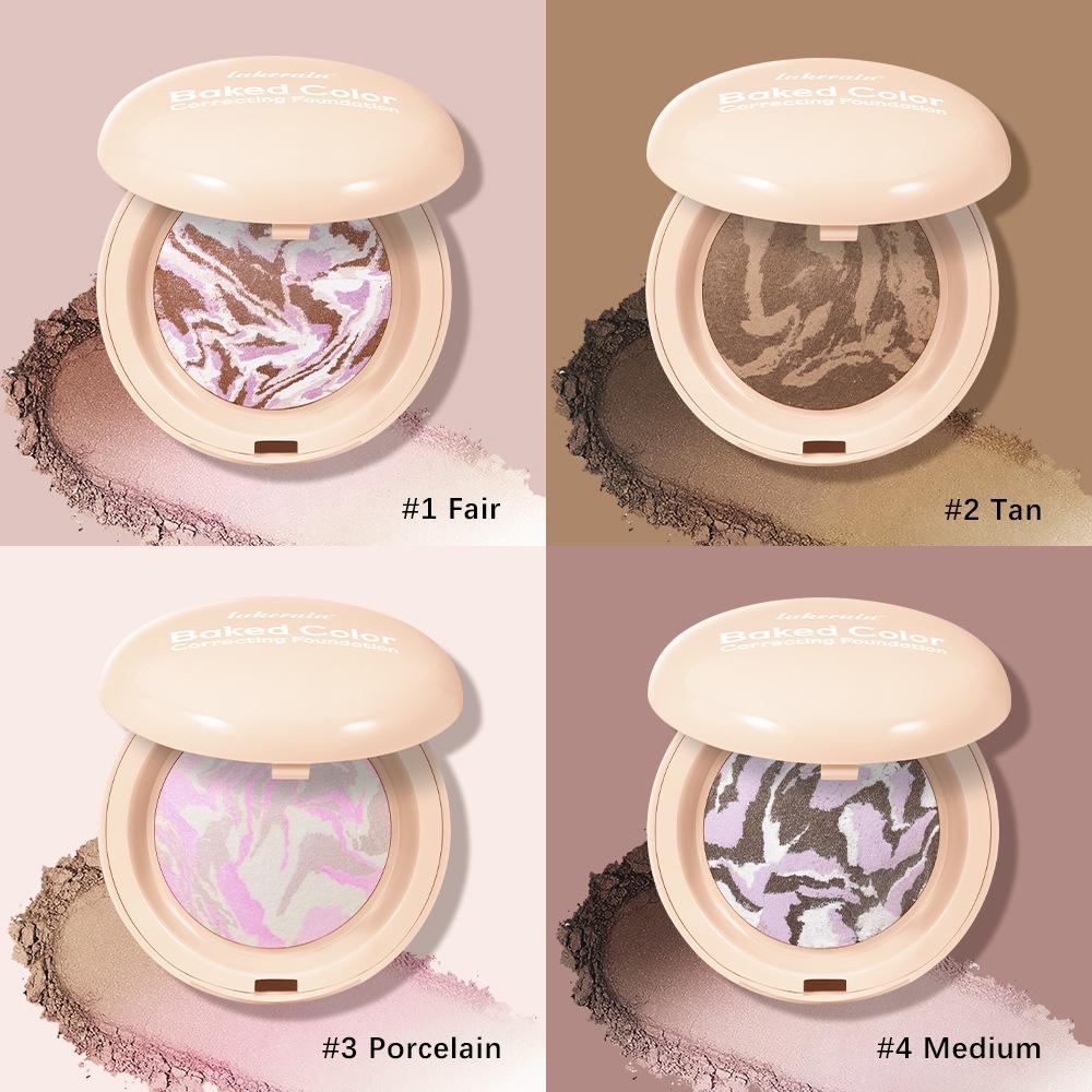 Demi Matte Natural Finish Baked Brighten Color Correcting Powder Foundation Buildable Light To Coverage Oil Control Makeup