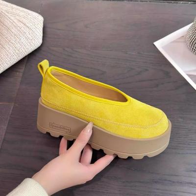 Thick-soled Muffin Shallow Mouth Laden Shoes 2025 Season Spring and Autumn New Women's Shoes Soft Sole Comfortable One-pedal Single Shoes Wome