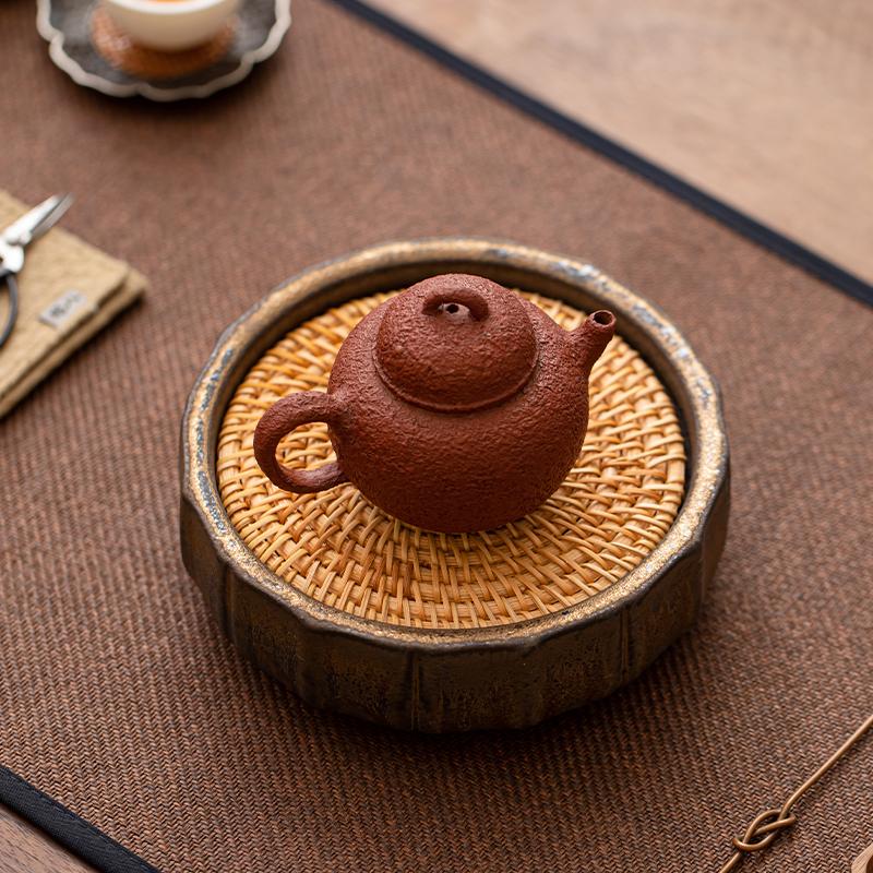 Water Storage Pot Bearing Rattan Pad Raising Pot Japanese Dry Brewing Table Single-layer Small Tea Tray Thick Ceramic Cover Bowl