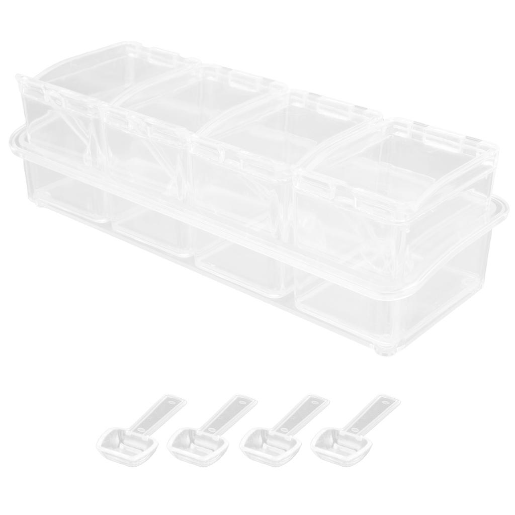 Seasoning Storage Box Spice Pots Storage Container Condiment Jar with Cover and Spoon for Salt Monosodium