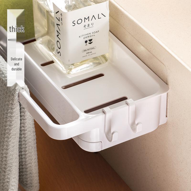 Wall-Mounted Kitchen Sponge Holder & Dish Soap Shelf with Drip Tray