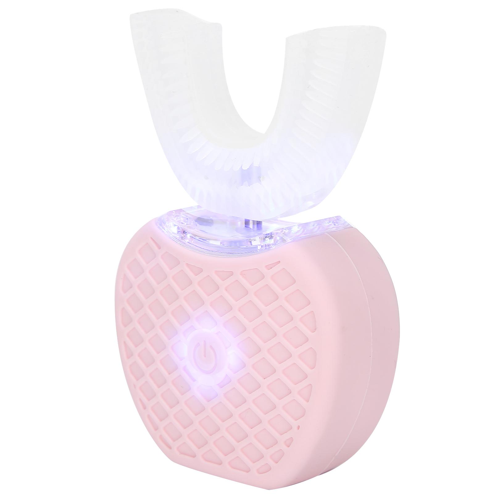 

UShape электрическая зубная щетка отбеливающая зубы силиконовая автоматическая массажная зубная щетка для ухода за полостью рта(синий розовый