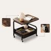Storage Cart with Wood Top Metal Cart with Table Top Rolling Side Table Versatile Sturdy for Bedroom, Living Room