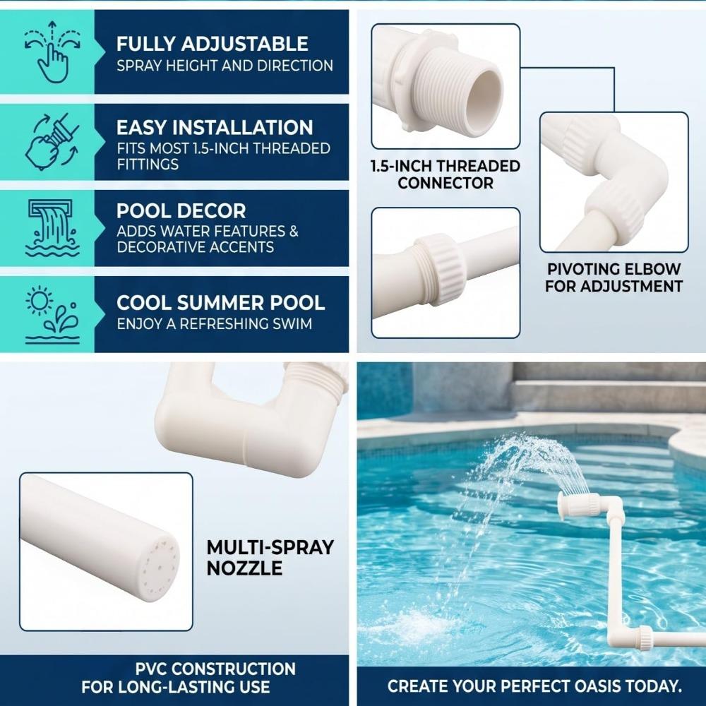 Compact Pool Waterfall Fountain PVC Material Waterfall Sprinkler Durable Pool Fountain Sprayer