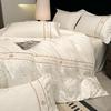 Sleep Grid Fine Twill Satin Bright Silk Jacquard Heavy Embroidery Four Piece Set