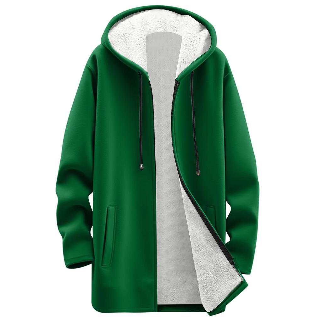 Women's Fashionable Loose Zipper Cardigan With Fleece Hoodie