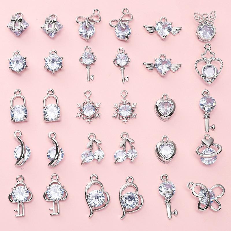 Alloy Zircon Love Butterfly Snowflake Pendant DIY Beaded Handmade Bracelet Necklace Ornament Accessories