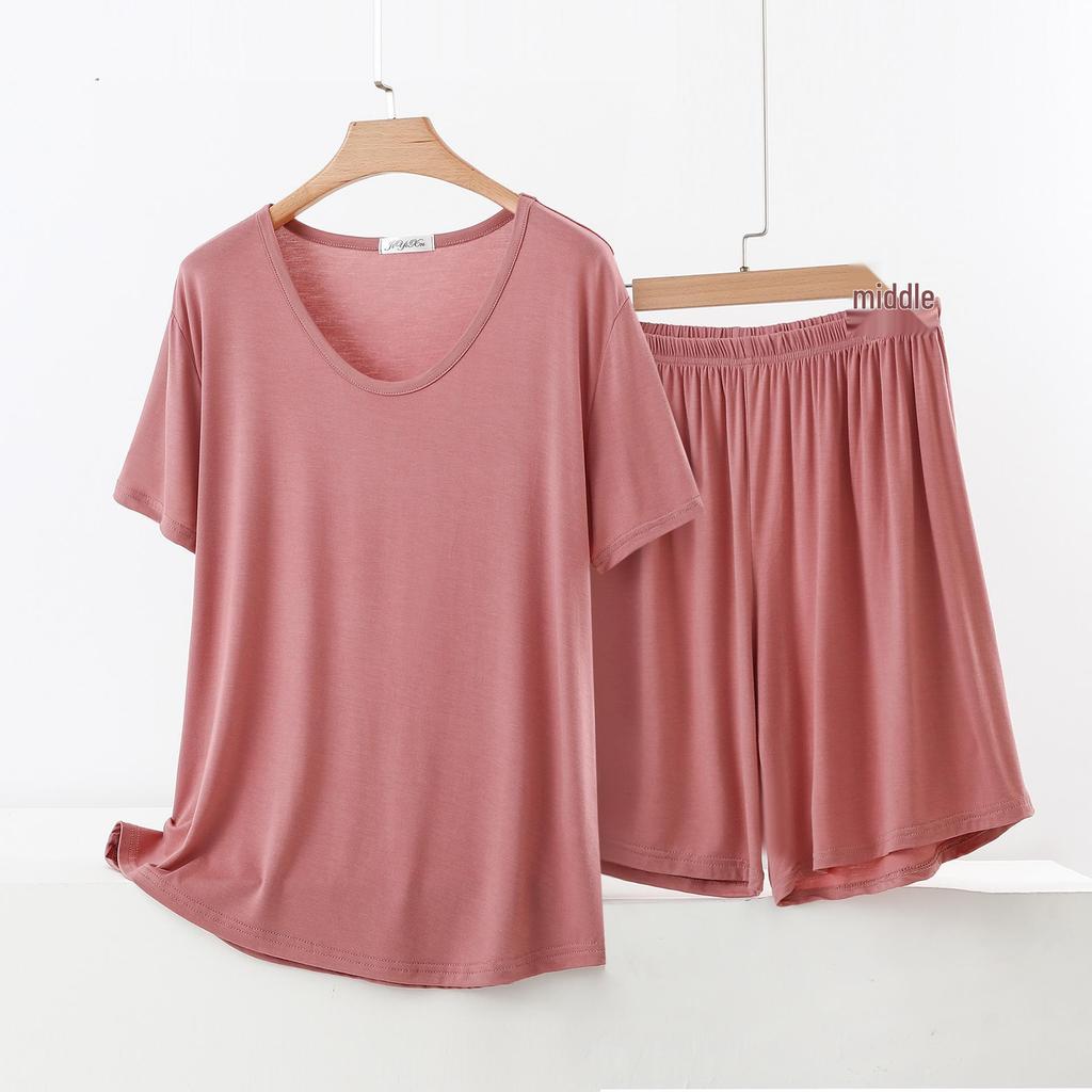 Women's Summer Short-Sleeve Suit: Modal T-Shirt & Slim Shorts Two-Piece Set - Casual, Sporty, Outdoor, or Loungewear