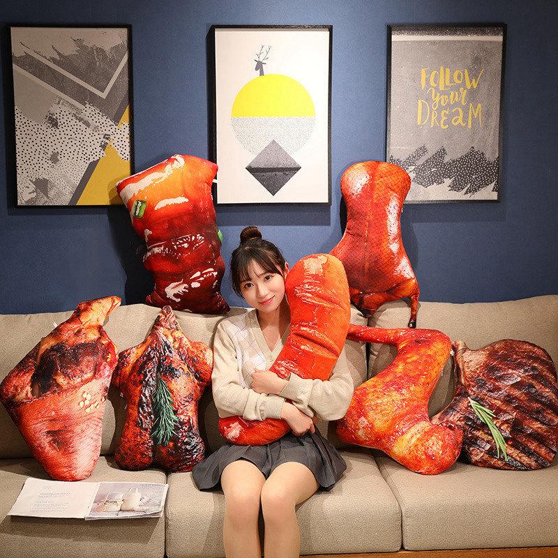 Wanghong Zibo BBQ Plush Food Pillow - Creative Douyin-Style Prank Prop