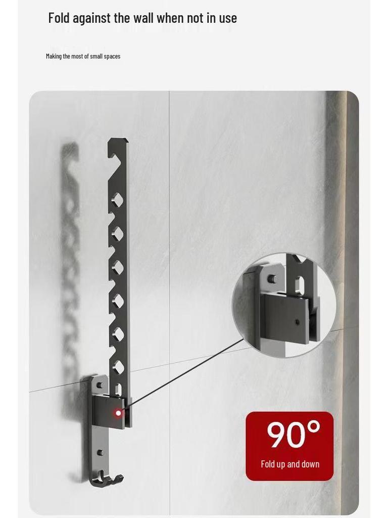 Wall-Mounted Telescopic Clothes Drying Rack - Punch-Free, Folding Design for Bathroom or Balcony