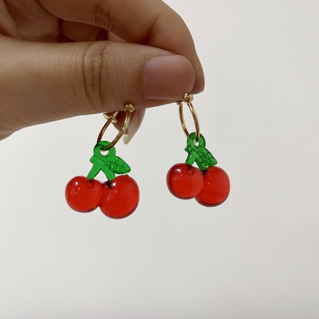 Cute Red Apple Shaped Earrings For Women Green Leaf Earring Sweet Exquisite Party Jewelry Gifts