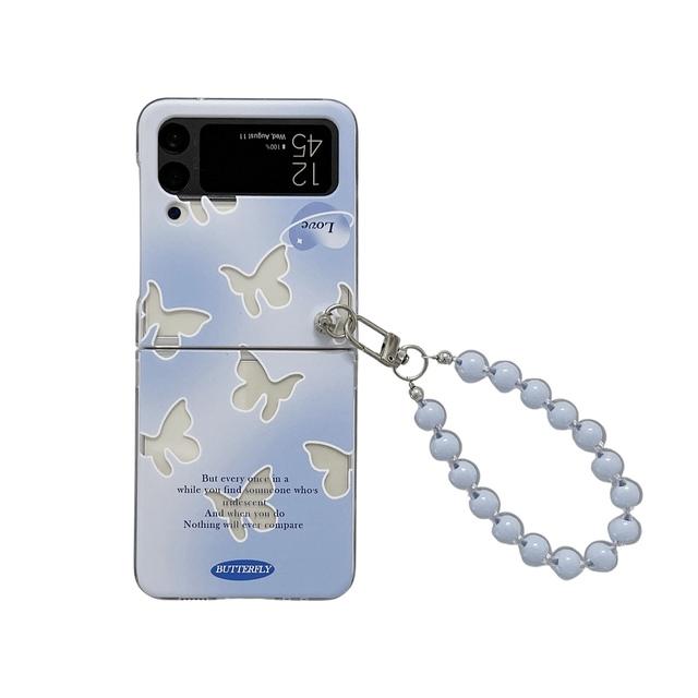 

Чехол для Samsung Z Flip 4, прозрачный складной чехол с бабочкой и браслетом для Samsung Z Flip 3 Flip4, противоударная жесткая задняя крышка Samsung Z Flip 4