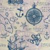 Royal Velvet Fabric Polyester For Sewing - Nautical Chart Motif